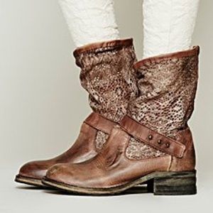 Brown Free People Crochet Boot